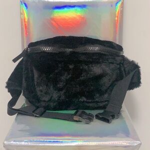 Wild Fable, Black Faux Fur, Fanny/Cross Chest Bag
